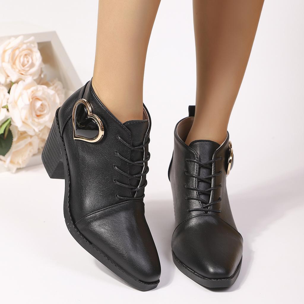 Fashionable New Style Comfortable High Heels Work Boots For Women Winter Elegant Round Toe Sexy Square Heel Casual Short Boots