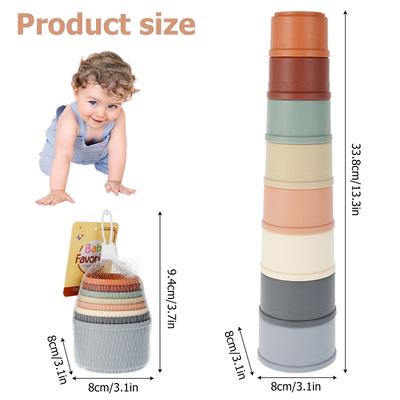 Stacking Cup Toys For Babies Nesting Cups Color And Size Recognition Baby Toy Smooth Edge Colourful Rabbit Stacking Cups Set