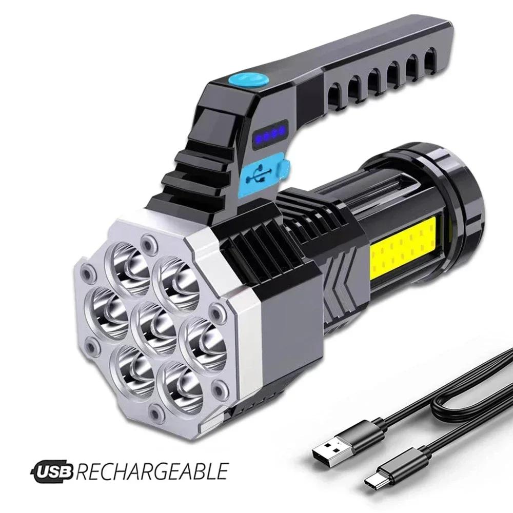 Vysoce výkonné dobíjecí LED svítilny 7LED kempingová svítilna s COB bočním světlem lehké venkovní osvětlení ABS materiál