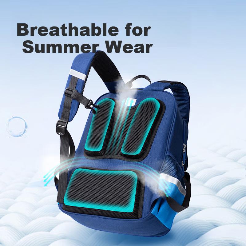 Deli Deli Academy Series Elementary School Simple And Stylish Backpack, Blue Bear, Grades 1-3