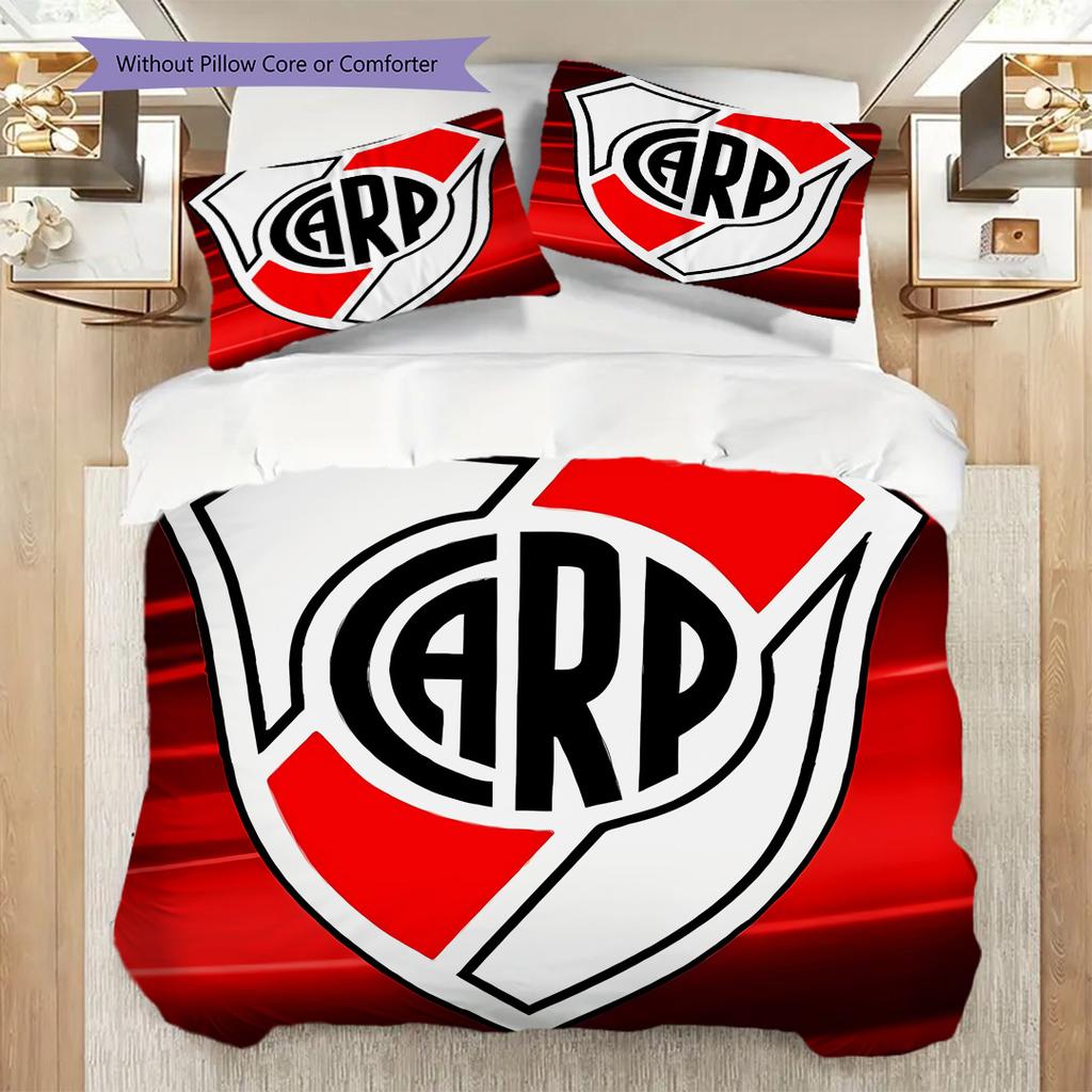 River Plate Logo Pattern Bedding Quilt Set Quilt Cover Pillowcase Home Decoration Birthday Gift (1 * Duvet Cover + 2 * Pillowcase, Without Core)