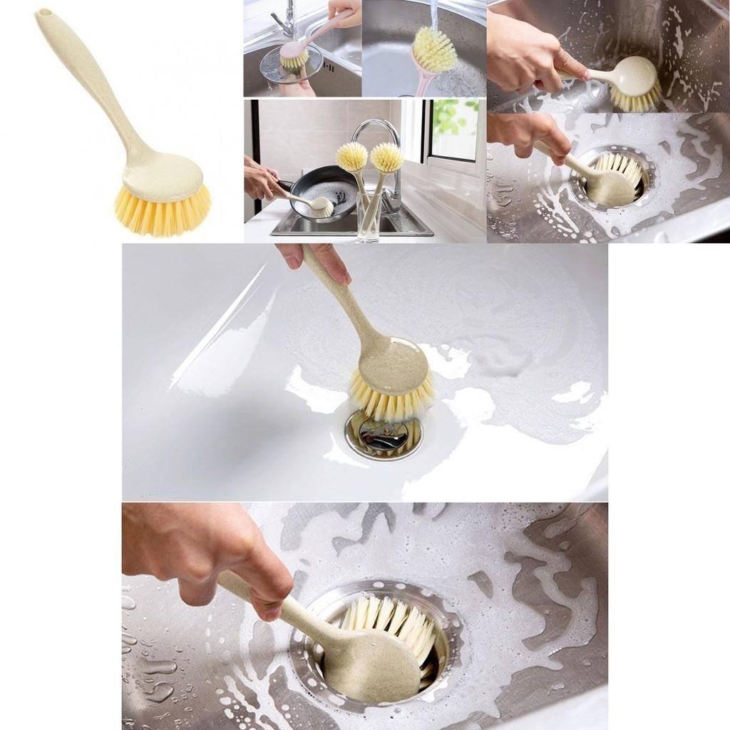 Versatile Long Handle Kitchen Cleaning Brush Perfect For Dish Washing And Pot Care