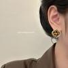 Sweet Style Resin Leopard Print Square Stud Earrings - Women's Fashion, Light Luxury, Versatile, and Unique