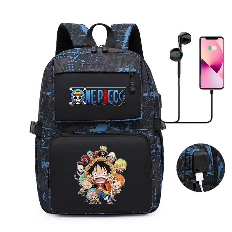 Popular One Piece Periphery, Printed Backpack, Large-Capacity Schoolbag For Young Students, Usb Computer