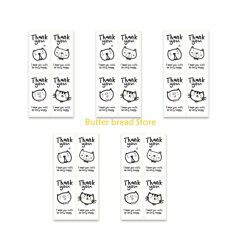 W89C 125Pcs Thank You Stickers Rectangular Wrapping Labels Self-adhesive Labels for Wedding Small Businesses, Online Retailer