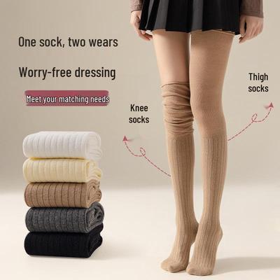 Women's Over-the-Knee Scrunch Socks for Spring, Autumn, and Winter - Trendy Spliced Design
