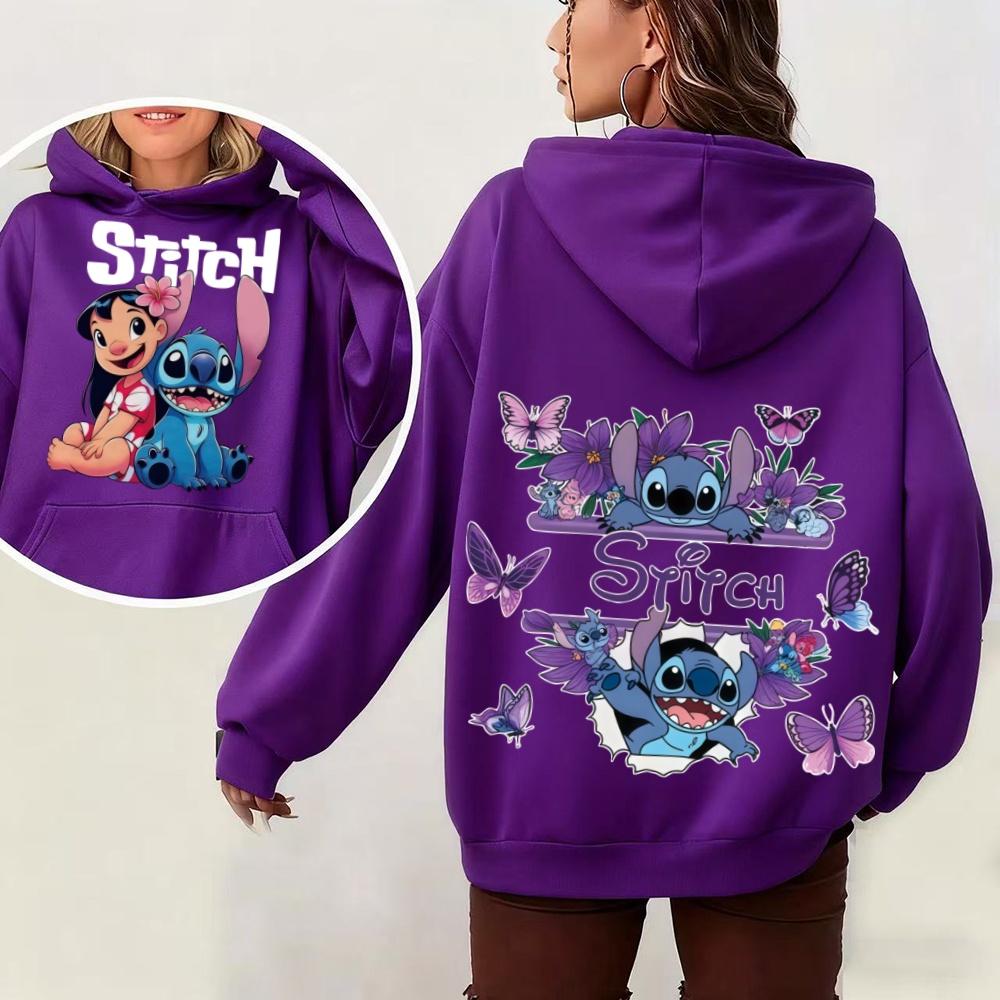 Stitch & Lilo Printed Women's Hoodie Warm Pullover for Autumn Winter Fashion Streetwear Sweatshirt for Daily Casual Use