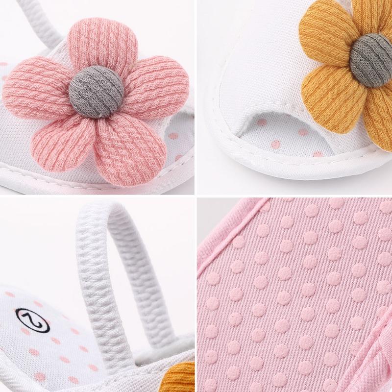 Babysandaler Søtt blomsterdesign Myke bomullssandaler Vår/Sommer Jentebaby 0-18M