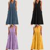 Cotton Sleeveless Vneck Dress With Color Block Pleats For Casual Wear