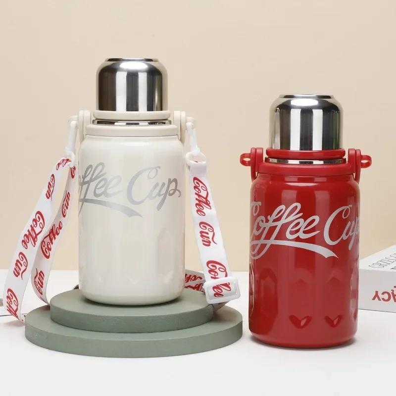 Coca-cola Same Large Capacity 316 Stainless Steel Thermos Cup Outdoor Portable Water Bottle with Rope Hydroflask
