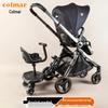 Convertible Two-Way Baby Stroller with Attachable Pedal and Shock-Absorbing Wheels