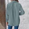 Womens V Neck Shirts Long Sleeve Casual Collared Shirt Loose Blouses Solid Color Tops With Pocket