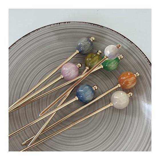 Simple Hair Stick Hairpin for Women - Candy Bead Design, Elegant & Versatile for Kimono, Yukata, Formal Occasions, and Everyday Wear (Ivory)