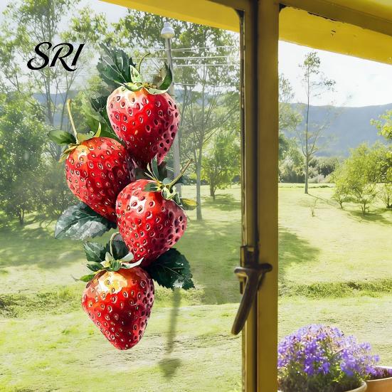 Clear Pattern Window Sticker Strawberry Cling Watercolor Fruits Static Glass Decals Reusable Waterproof for Bathroom Kitchen Home Decal