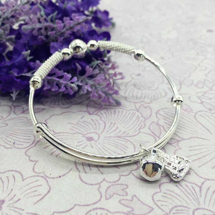 

Корейская версия простого модного серебряного браслета с бусинами-переносками и колокольчиком Будды, браслет для девочки с темпераментом, универсальный браслет с украшениями