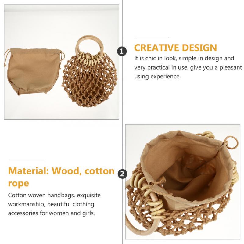 Woven Bag Net Bag Wooden Miss Mini