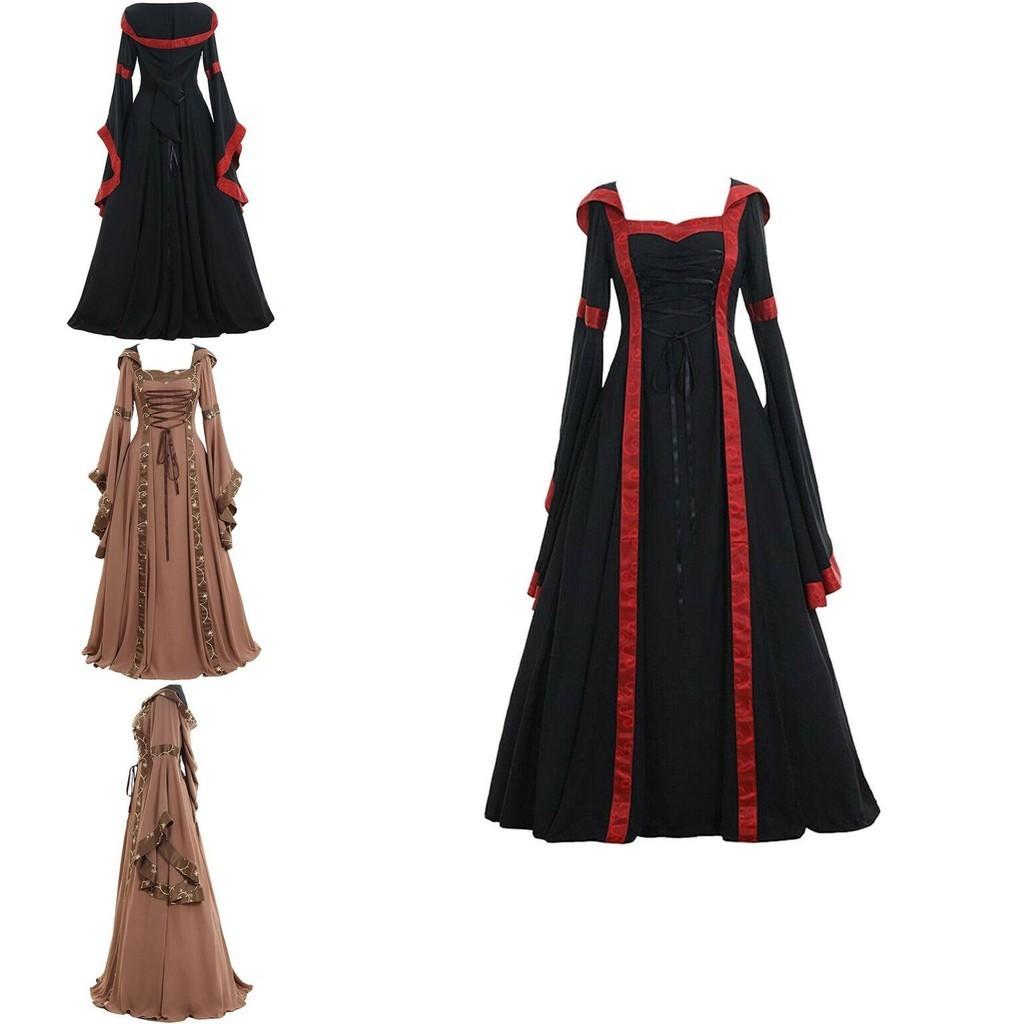 Gothic Vintage Medieval Women's Dress For Renaissance Cosplay Halloween Costume Party