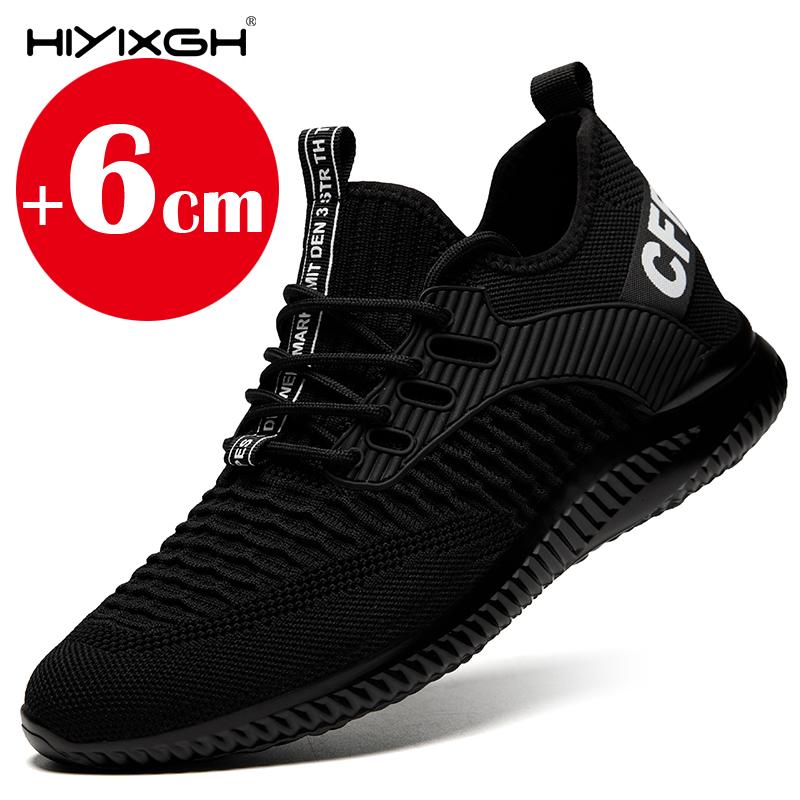 Men's white sports oxford shoes, elevator insole, height increase 6cm, lace-up sneakers, mesh, height increase shoes, size 37-43