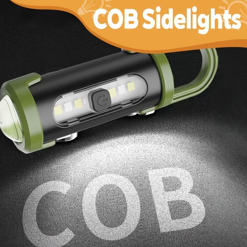 Mini Portable Keychain Flashlight Multifunction COB Work Light 4 Modes Emergency Rechargeable Light for Walking Searching Hiking