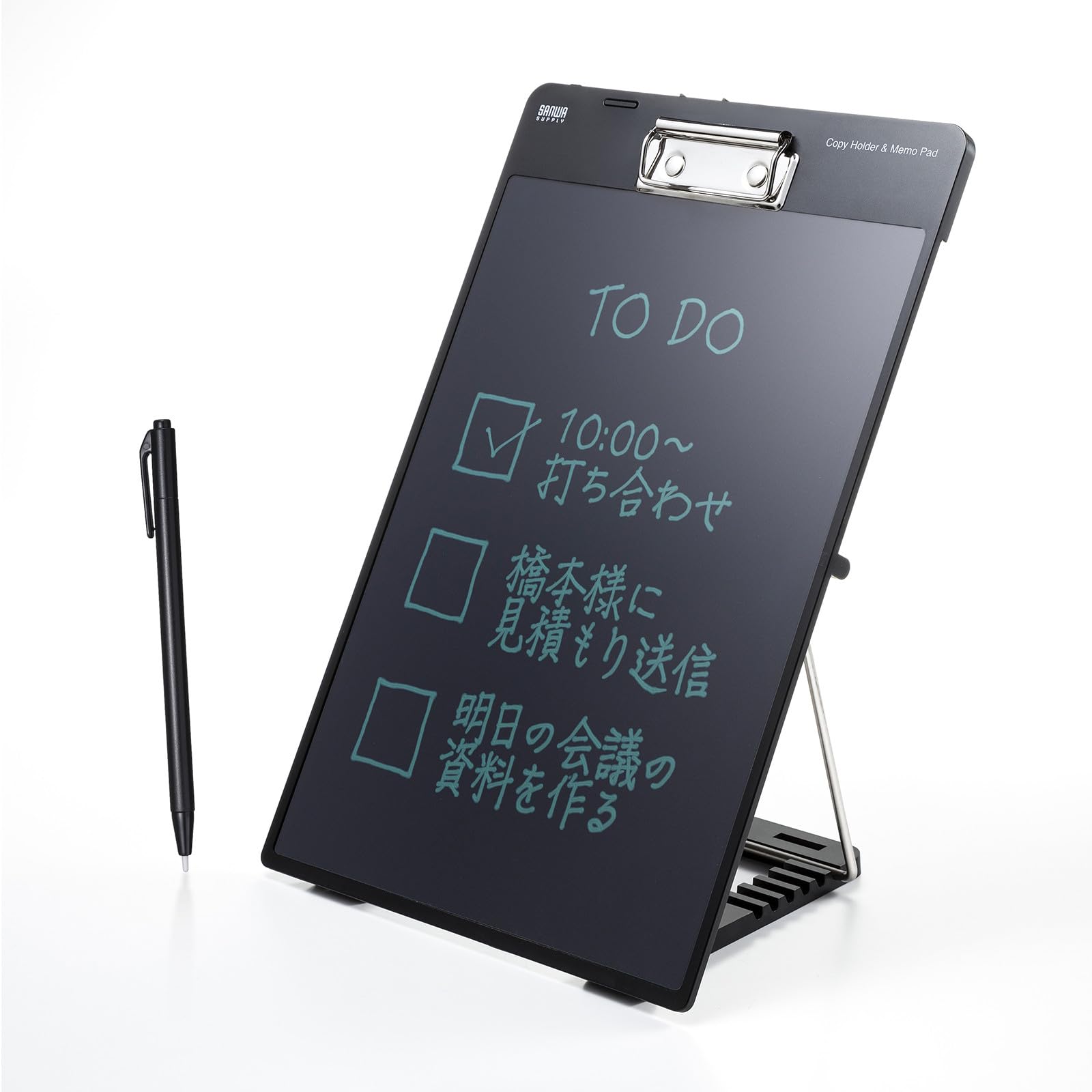 

Sanwa Supply Electronic Memo Pad with Clip (Black) DH-320BK