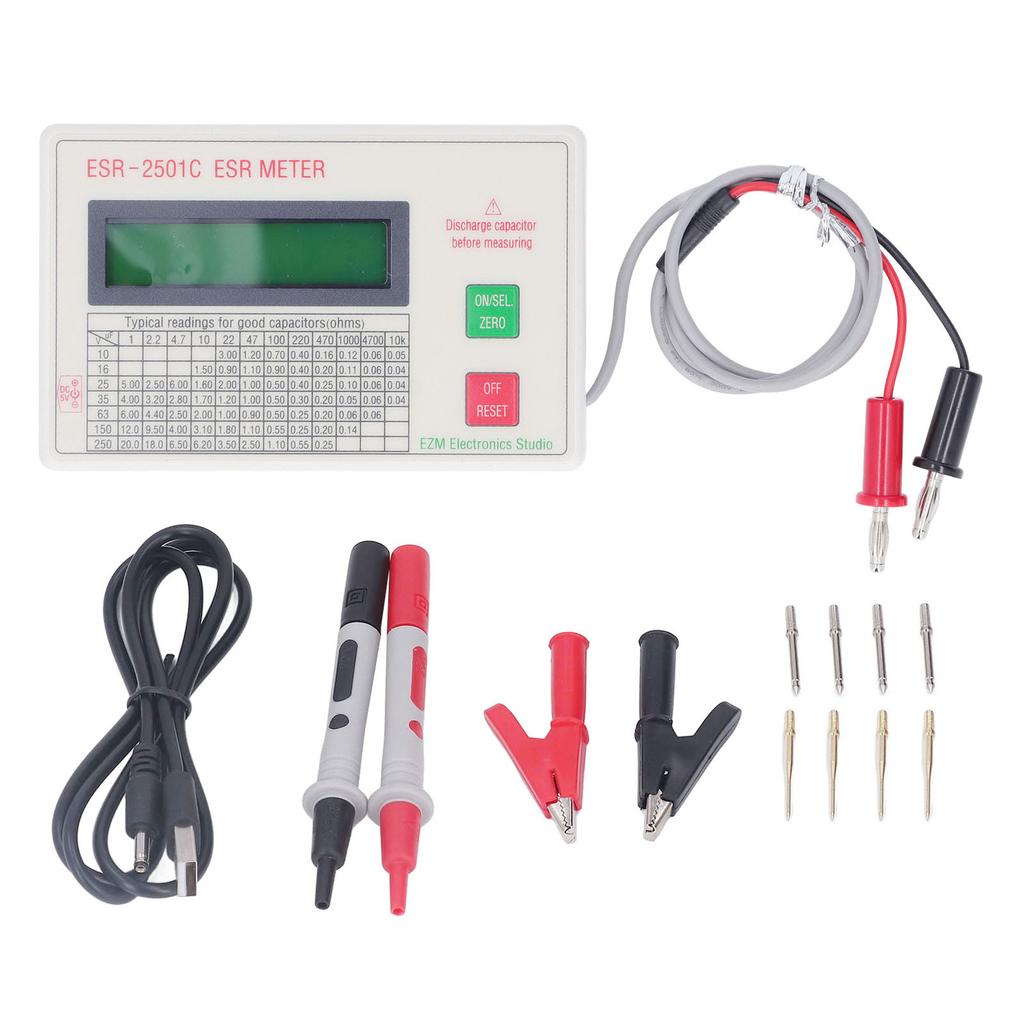 Handheld ESR Capacitor Tester High Accuracy Lightweight Smart Shutdown Function ABS Capacitance Meter