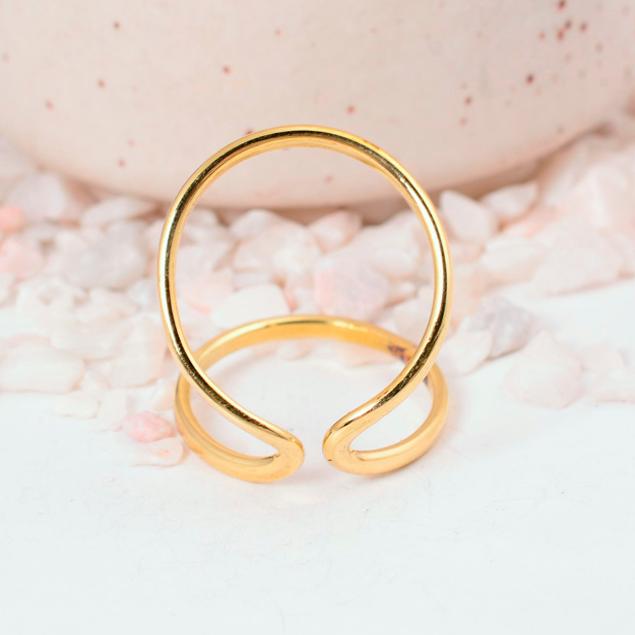 Minimalist Geometric Gold Cuff Ring: Bold double-band open design, perfect as a modern statement or stacking ring.