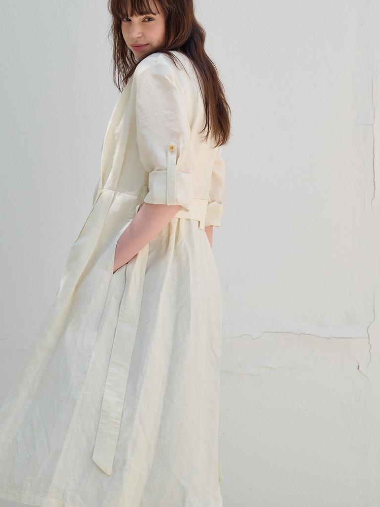 Frix By Kim Tae Hoon Hot Summer Linen Blending High-Waisted Trench Dress_Whisper-White [Ivory]