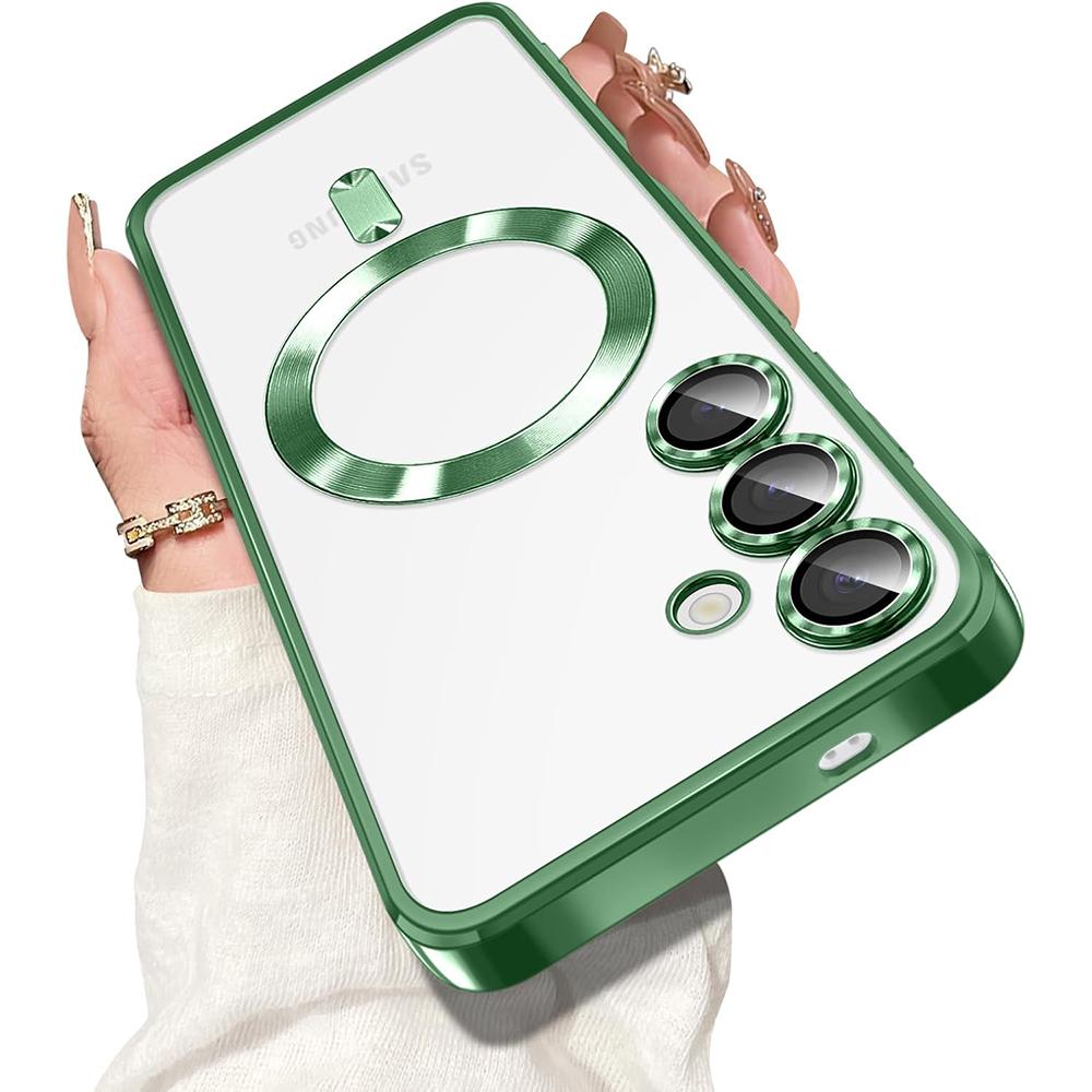 Luxus Magnetische Für Magsafe Hülle Für Samsung Galaxy S25 Edge S24 S23 S21 FE Plus Ultra Glitzer Beschichtung Silikonhülle Klar Weich