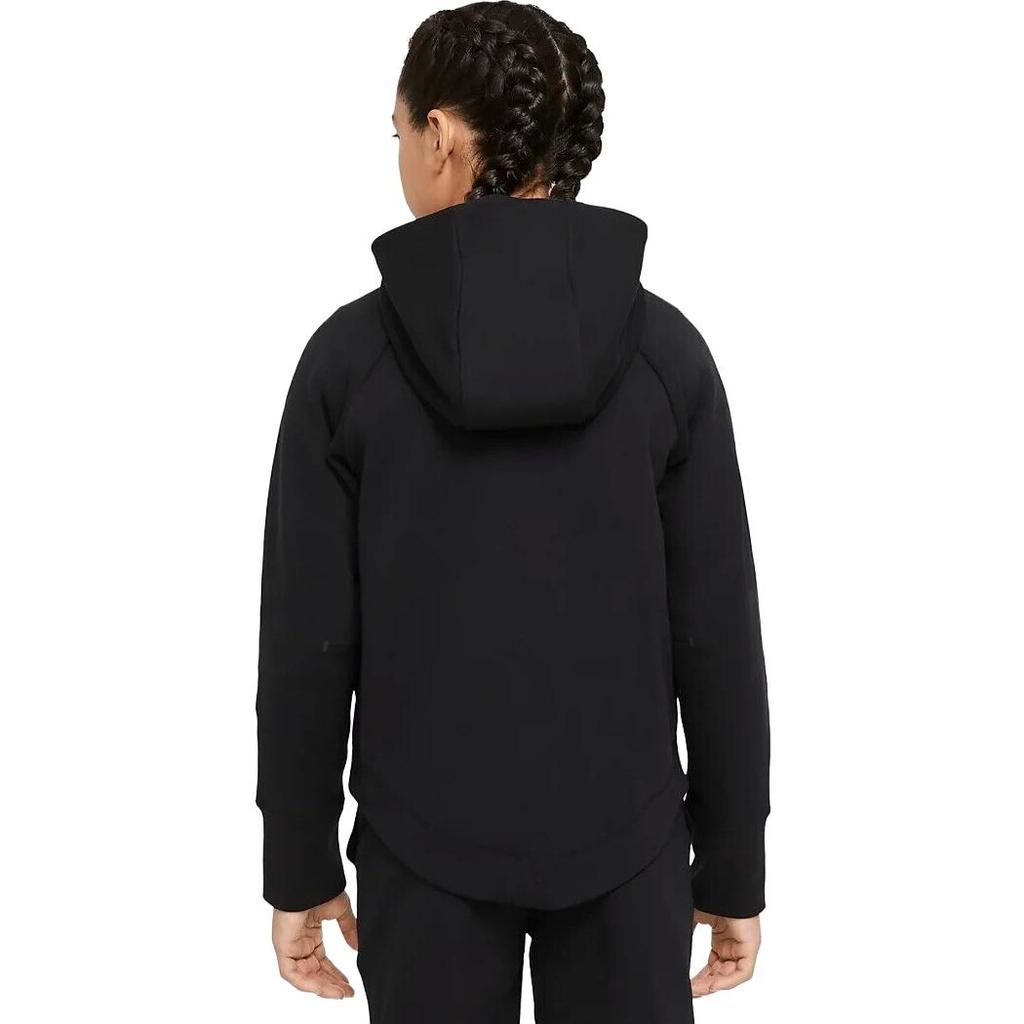 Nike Girls Tech Fleece Hoodie Black/Black Kids Streetwear CZ2570-010