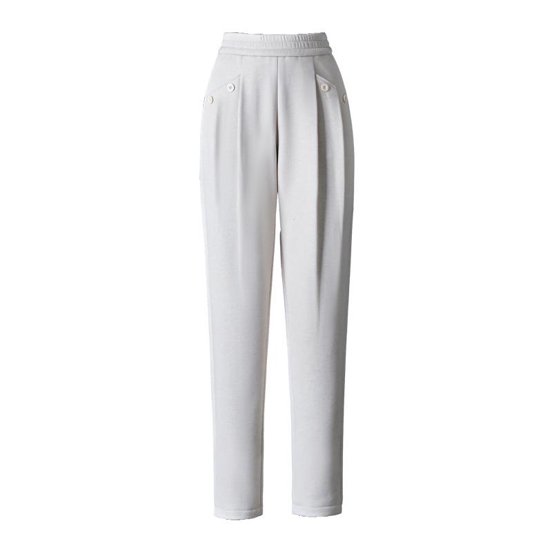 Pantaloni Harem Lână Căptușiți cu Fleece pentru Femei - Talie Elastică de Catifea, Pantaloni Casual de Iarnă pentru Mame de Vârstă Mijlocie și Vârstnice.