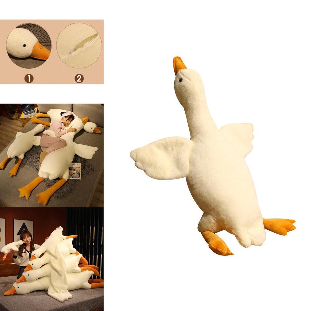 Huge 19.7/35.4/51.2in White Goose Plush Sleeping Toy Cushion For Kids