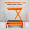 Hydraulic Lift Table Cart, 770lbs Capacity 59" Lifting Height, Manual Double Scissor Lift Table with 4 Wheels and Non-slip Pad, Hydraulic Scissor Cart