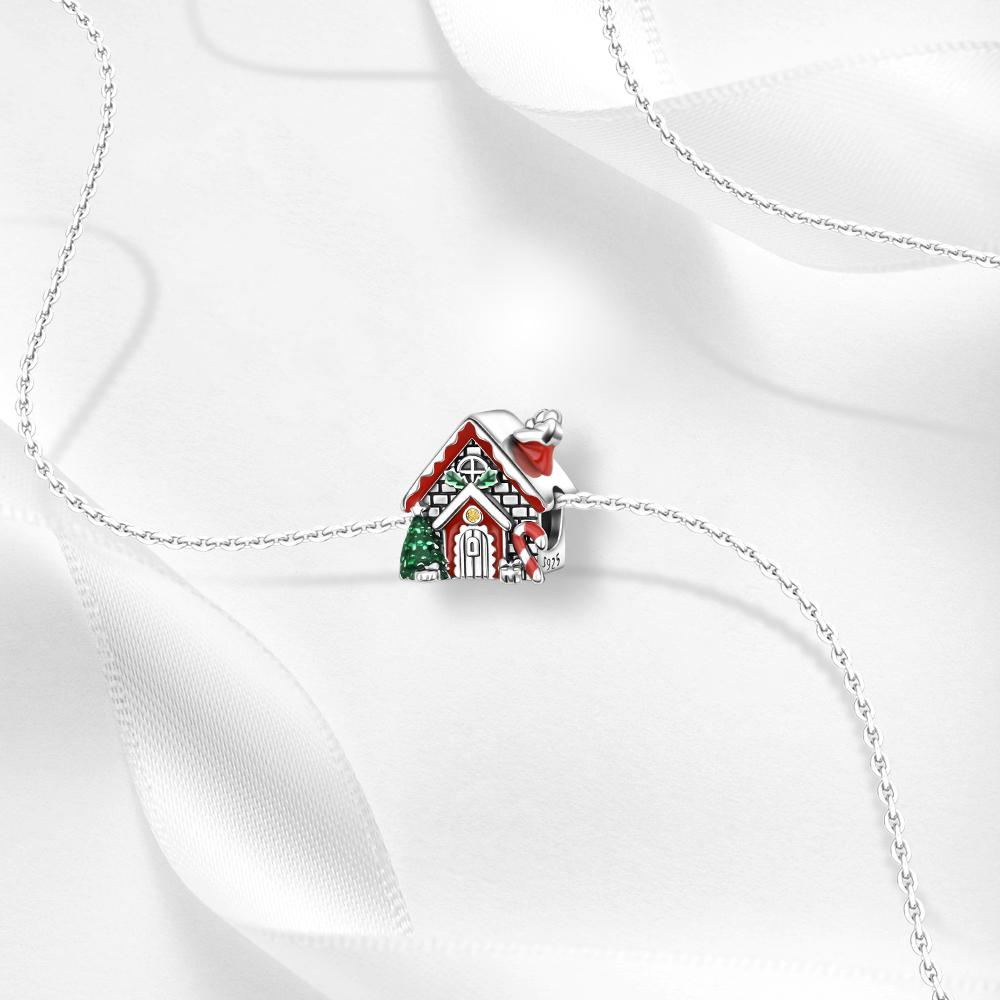 Copper Santa Claus Charms Bead Christmas House Dangle Pendant Fit Bangle Bracelet Necklace Diy Jewelry