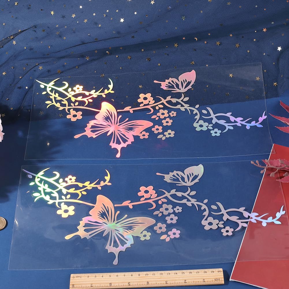 GORGECRAFT 2 Sheet Butterfly Car Decal Set Large Car Decals Butterflies Kissing Flowers Reflective Decals Vinyl Waterproof Sticker Women Car Stickers