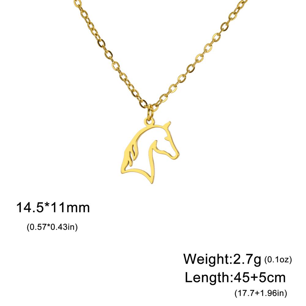 My Shape Horse and Horsehoe Pendant Necklaces for Women Girls Stainless Steel U-Shaped Horse Animal Choker Chain Jewelry Gifts