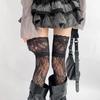 Y2K New Women Flower Lace Fishnet Thigh High Stockings Japanese Style Jk Girl Sweet Lace Trim Frilly Over Knee Long Socks