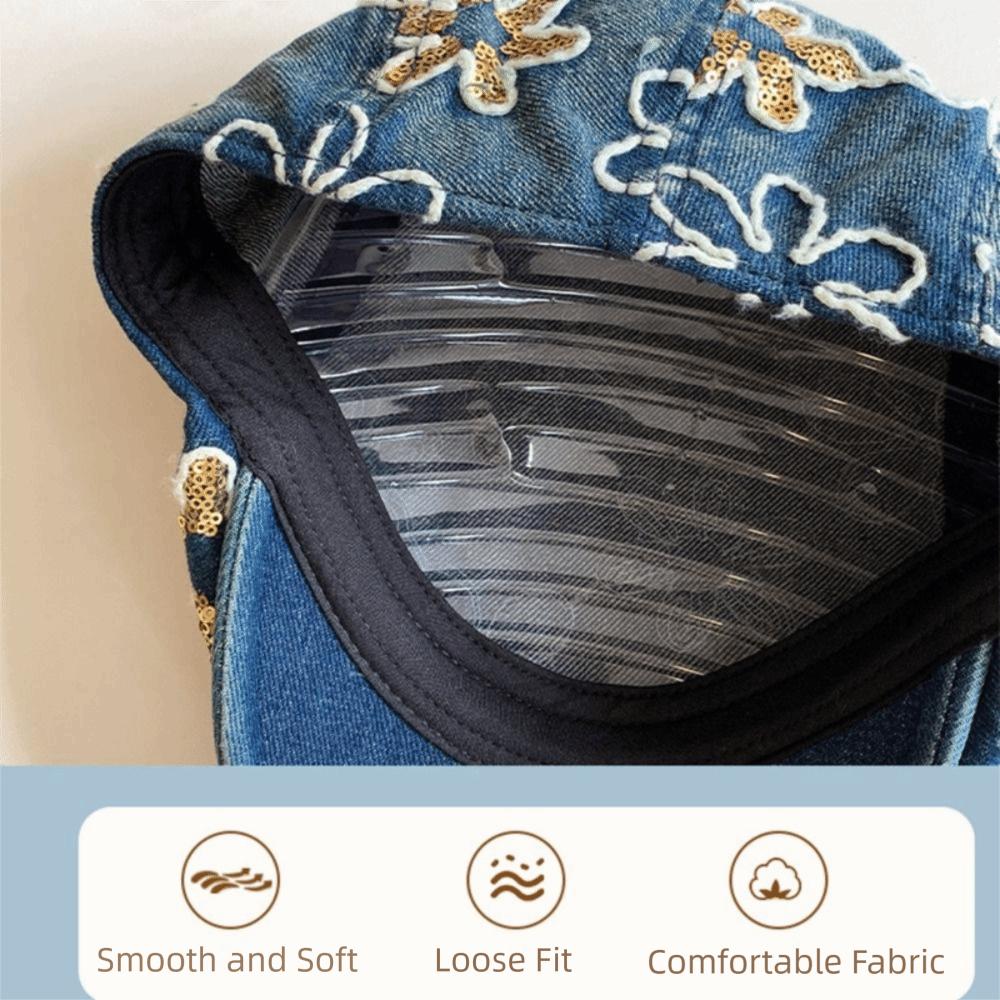 Ethnic Style Embroidery Flower Forward Hat Y2k Glitter Beret Casual Cadet Cap  Outdoor