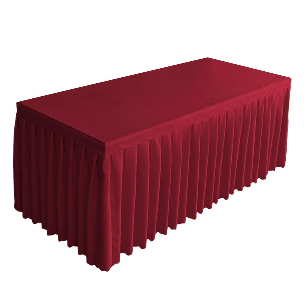 4FT Rectangular Polyester Tablecloth Wrinkle Resistant Table Skirt with Pleated Design for 120x60x75cm Tables Suitable for Event and Banquet Use