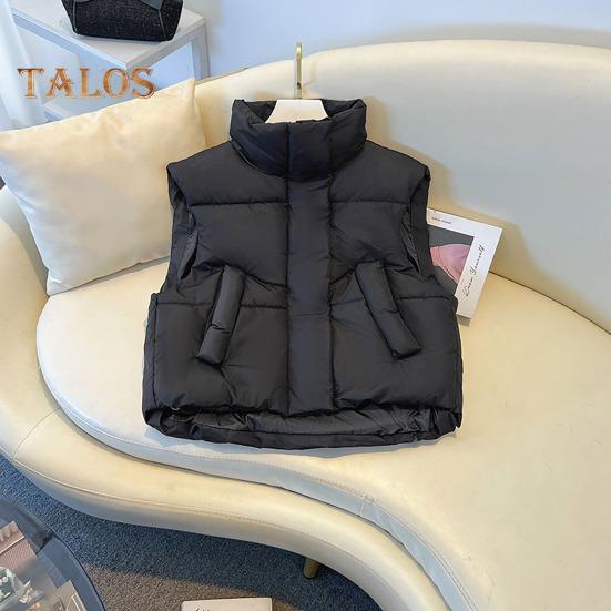 Winter Women Coat Stand Collar Zipper Closure Long Sleeves Pure Color Windproof Heat Retention Padded Down Coat Men Slim Fit Outdoor Jacket