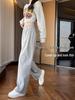 Women's Black Wide-Leg Drawstring Pants - Curved Knife Sports, Slimming, Loose, Casual, Spring/Summer 2026