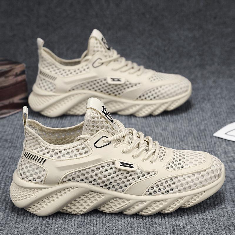 Men's Shoes 2025 Summer New Men's Hollow Breathable Deodorant Casual Mesh Shoes Soft Sole Shock-absorbing and Wear-resistant Sports Shoes