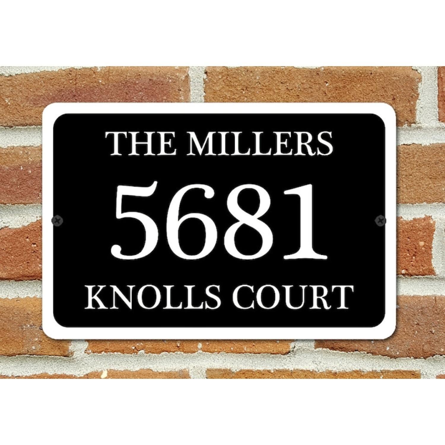 

Personalized Aluminum House Number Sign 12x8 Inch Custom Address Plaque Metal Wall Art Decor for Home Gift чёрный