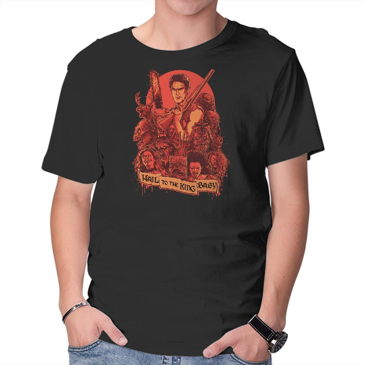 Unisex Crew Neck T-Shirt Hail to the King, Baby Graphic Short Sleeve Casual Tee S