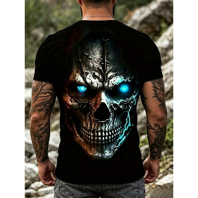 [Halloween] Men's Retro Gothic Horror Skull T-Shirt - Soft and Breathable Crew Neck T-Shirt