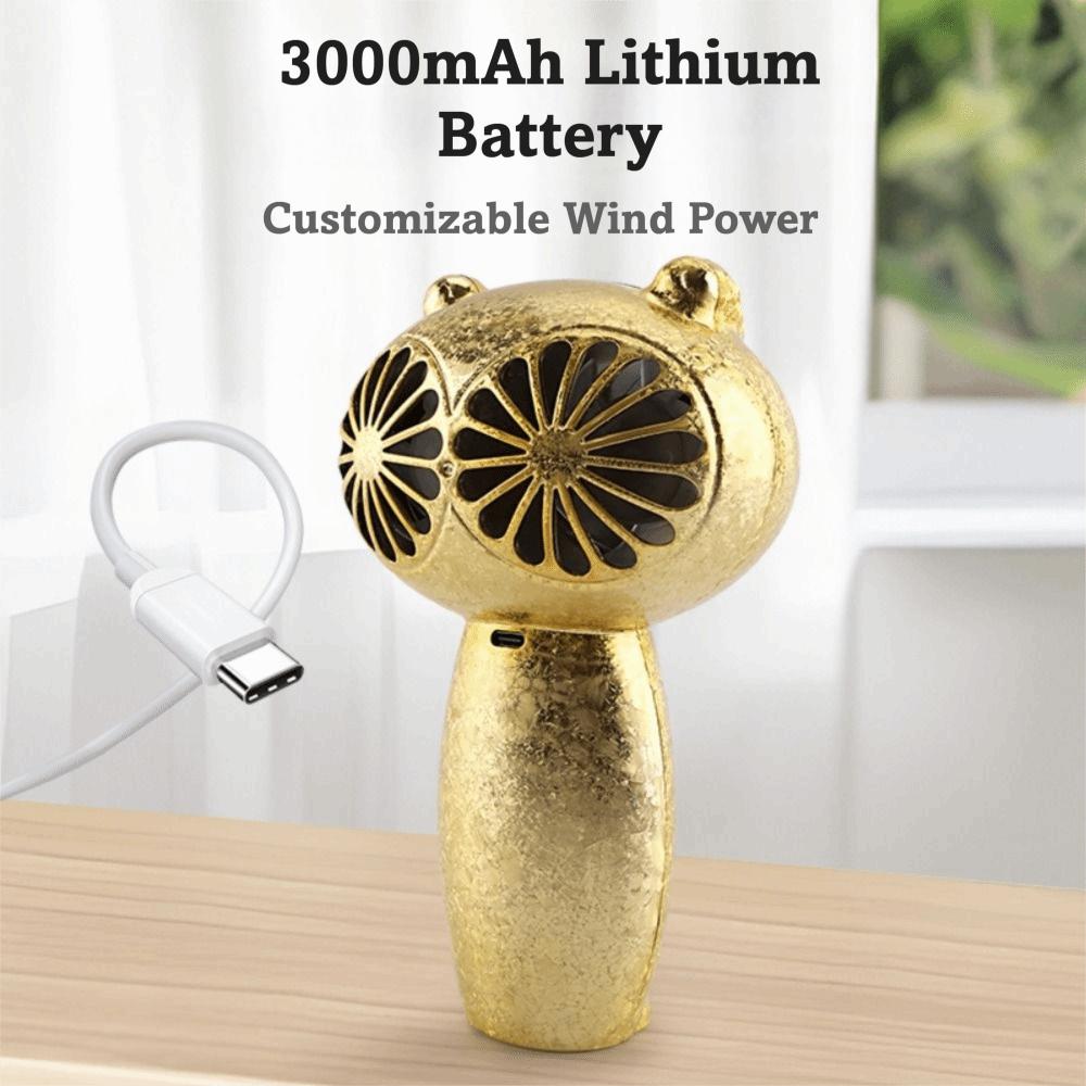 Quiet Mini Handheld Fan Strong Wind Personal Cooling Fan Cartoon Owl Fan for 3000mAh Desktop Use