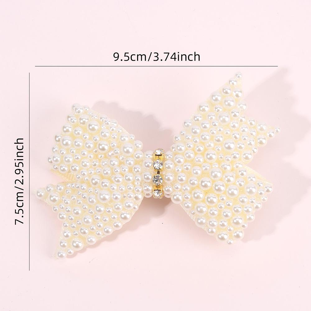 2Pcs Popular Pearls Bow Hair Clips Korean Style Hairpins Elegant Sweet Rhinestone Barrette For Girls Kids Headdress Accessories