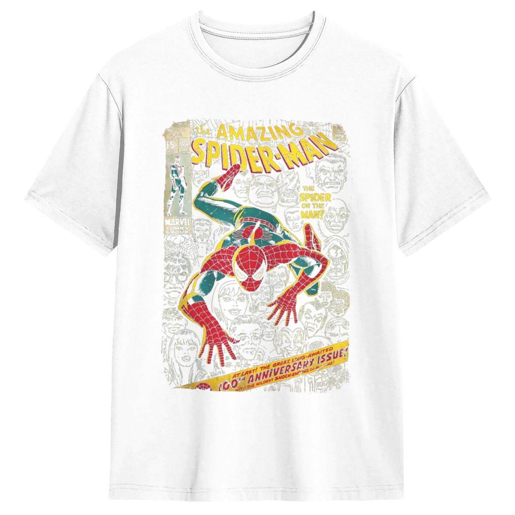 Genuine = Spider-Man Comic Book Anniversary T-Shirt Cotton Jacket Short Sleeve O-Neck T-Shirt Plus SizeJacket