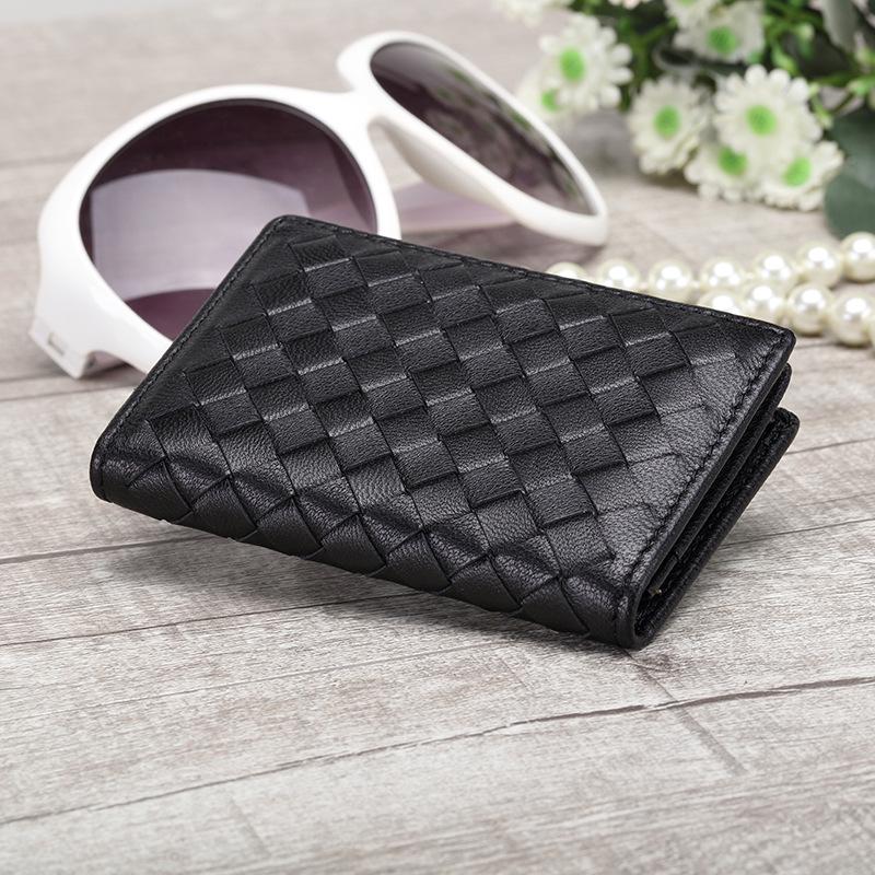 Na skladě: 2019 Letní Unisex Pletená Peněženka z Jehněčí Kůže na ID a Vizitky s Mincovkou - Velká Kapacita, Jednobarevná.