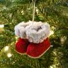 Plush Christmas Boot Ornament Cozy Texture Plush Shoes Pendant  Christmas Tree Decoration