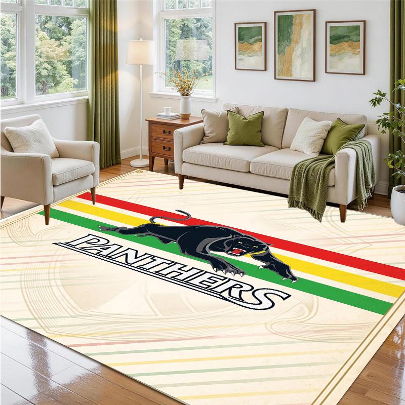 Penrith Panthers Design Crystal Velvet Rug Soft Decorative Mat for Bedroom Entrance